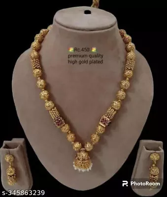 Indian Gold Plated Bollywood Wedding Ethnic Necklace Earrings Temple Jewelry Set • $35.17