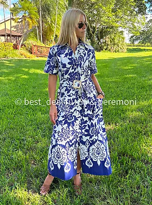 $55 • Buy Zara New Woman Floral Print Midi Dress Belted Blue White (various Sizes)