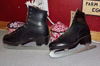 Ice Crown Globetrotter Revue Vintage Black Ife Skates-missing Laces • $14