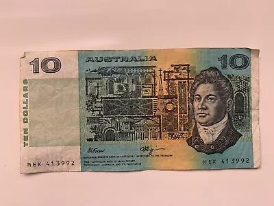 1989 Australia $10 Dollar Banknote Fraser/higgins Circulated # Mek 413992 • $25