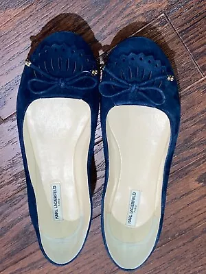 Karl Lagerfeld LaSalle Ballet Flats Size 9M Blue Suede • $28