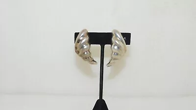 Vintage Mexico 925 Sterling Silver 2  Metal Shell Clip On Earrings • $2.99