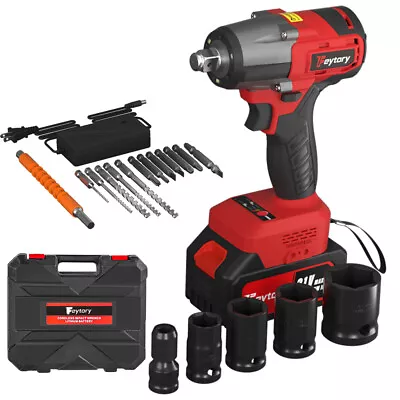 Cordless Impact Wrench Kit 21v 6Ah 1/2inch Brushless Driver High Torque Battery • $60.70