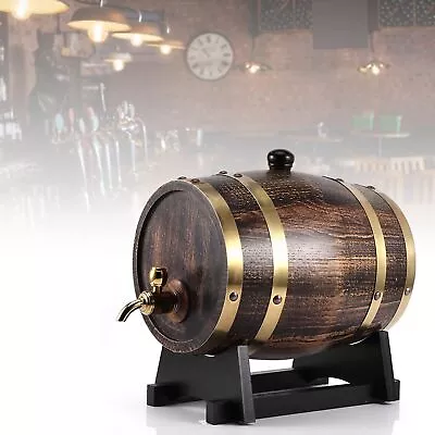 3L Retro Style Oak Wood Red Wine Brandy Whisky Barrel Keg Bucket Container Wi... • $133.73