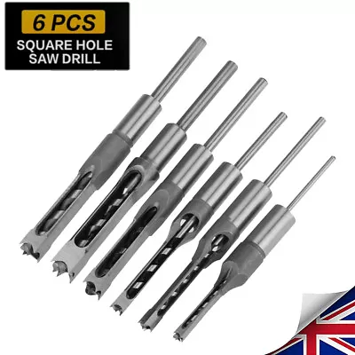 6Pcs Mortice Hole Saw Auger Drill Bit Set Mortising Chisel Woodworking Uk • £21.89