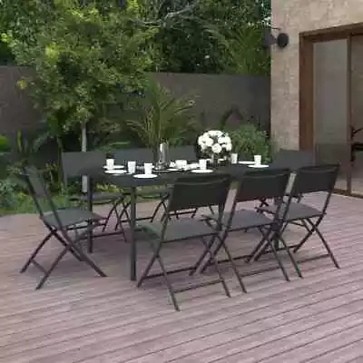 Outdoor Dining Set Steel Patio Garden Table Chair Furniture 7/9 Piece VidaXL • $654.99
