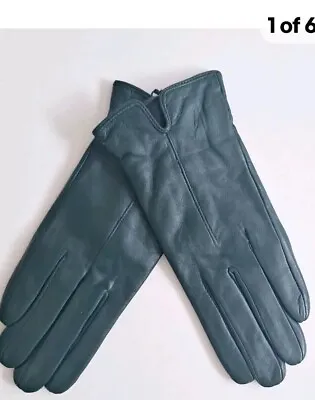 Accessorize Ladies Green Leather Gloves Size S/M BNWT Mothers Day Gift • £14.99