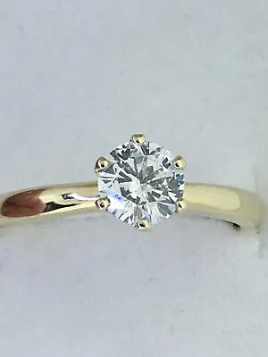 Diamond Engagement Ring AGI Certified E VS1 Round 1CT Labcreated 14K Yellow Gold • $1099.99