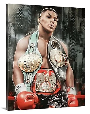 Mike Tyson Canvas 16x20 Print Picture Wall Fine Art Boxing Gym Ring Champ Belts • $39.99