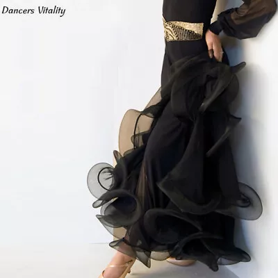 Latin Dance Costume Skirt Tango Ballroom Dance Skirt Sexy Lace Stage Costume • $61.59