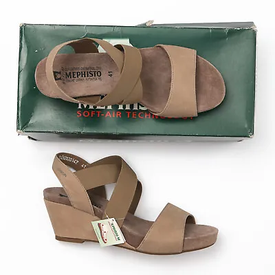 Mephisto Barbara Warm Grey Bucksoft Sandals Size 11 M (41 EU) • $147.95