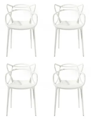 4 Kartell Masters Inspired Polycarbonate Plastic Modern ChairWHITE • £144
