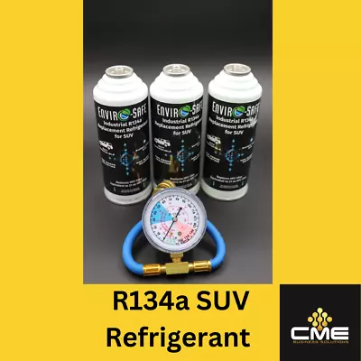 Envirosafe R134a Replacement Refrigerant For Auto AC  3 Cans And Brass Gauge • $56.99