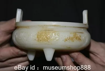 4.4  Old Chinese White Jade Carving Dynasty Palace Flower Incense Burner Censer • $99