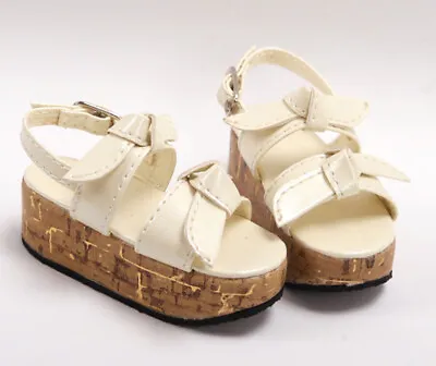 1/4MSD 1/3SD BJD Cake Shoes Girl Doll Sandals Thick Wooden Sole Khaki LUTS AOD • $19.67