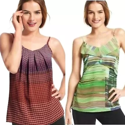 Cabi Womens Size XS Green Red Flutter Tank Houndstooth Cami Top Sleeveless • $13.26