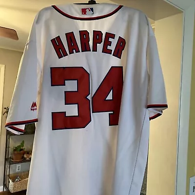 $42.95 • Buy BRYCE HARPER Stitched Jersey NATIONALS By Majestic XL Cool Base