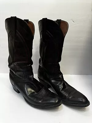 Vintage Lucchese Cowboy Boots US Men's 12D Cognac Brown • $129.99