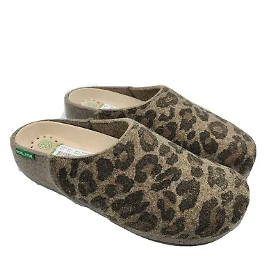 Mobils Mephisto Women Polli Open Back Slippers Wool Jaguar Print Sz 11 41 New • $83