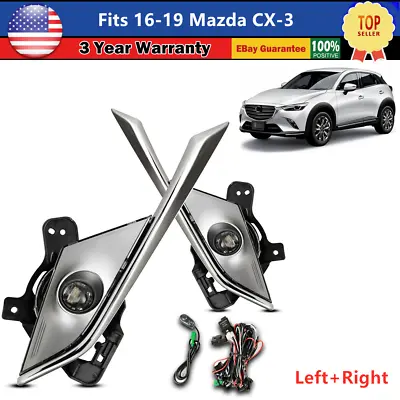 LED Fog Lights Fits 16-19 Mazda CX-3 Assembly Lamps Clear Lens Wiring Kit+Switch • $78.99