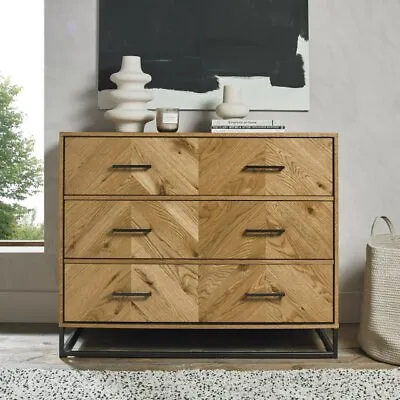 Riva Rustic Oak 3 Drawer Chest - Grade A2 - Ref #0529 • £329