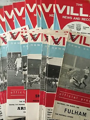 Aston Villa HOME & AWAY Programmes 1965/66 1966/67 1967/68 1968/69 League & Cup • £2.25