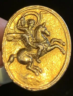 Rare Find: Vtg Alva Museum Metal Gold Tone Adjustable Roman Coin Pegasus Ring • $22.75