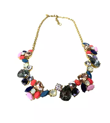 J Crew Mixed Stone Faux Gemstone Necklace Gold Tone Chain 20  Long • $20