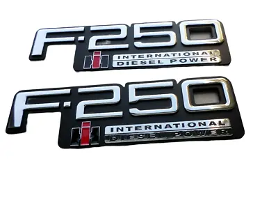 2pcs For 83-94 F250 International Diesel Power Side Fender Emblem (Black Silver) • $31.75