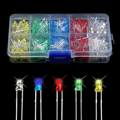 500pcs 3mm 5 Color Bright LED Light Emitting Diode Component Kit For PCB Circuit • $6.48