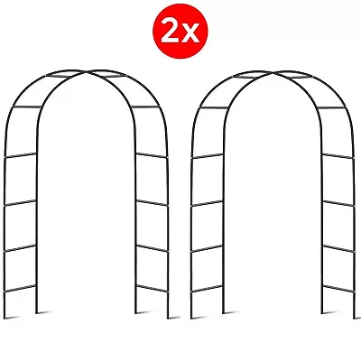 2X 2.4M Garden Arch Trellis Metal Tubular Frame Climbing Plant Archway Arbour • £41.85