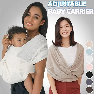 £13.29 • Buy Adjustable Baby Sling Summer Grid Wrap Carrier Pouch Infant Birth Breastfeeding