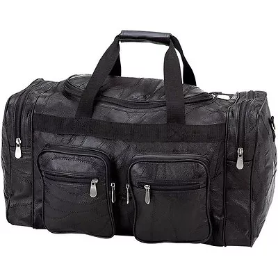 Black 21  Genuine Leather Duffle Bag Mens Overnight Carry-On Travel Luggage Gym • $31.95