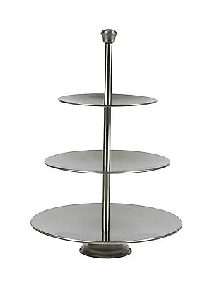 3 Layer Tier Stainless Steel Round Serving Display Cakes Platter Food Stand Rack • £10.99