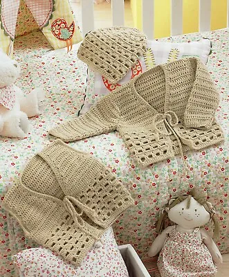 Crochet Pattern-Baby Girl/Boy Cardigan/Waistcoat And Hat (6sizes Prem-12M)PO371a • £2.15
