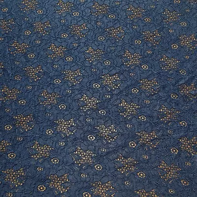 Stretch Lace Fabric Navy Floral Navy Colour Sold By The Metre • £4.49