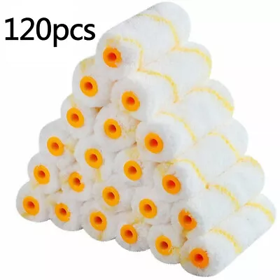 120 Roll 4  Inch Mini Paint Roller Covers Refill Gold Stripe Soft Woven 1/2  Nap • $29.89