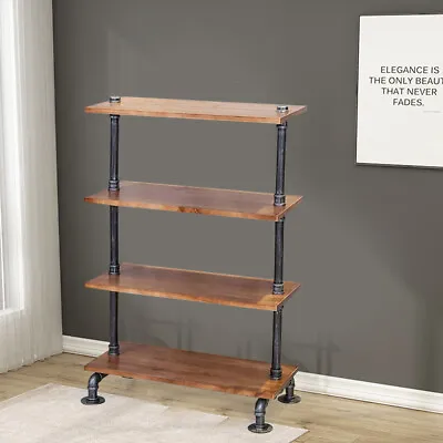 4 Tiers Industrial Iron Pipe Shelving DIY Shelf Bookshelf Bracket Standing Rack • $59