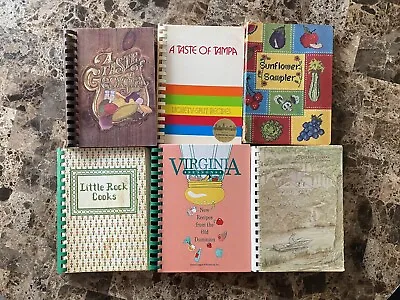 Lot Of 6 Junior League Cookbooks Southeastern U.S. VA GA FL LA KS AR Vintage • $22.99