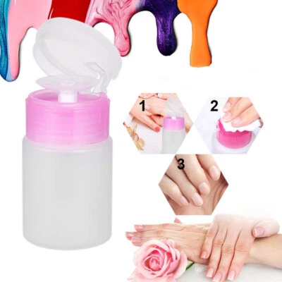 £3.29 • Buy Clear Empty Nail Art Pump Dispenser Acetone Remover Alcohol Liquid Bottle GA