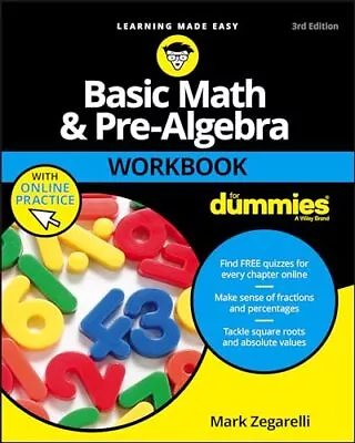 Basic Math & Pre-Algebra Workbook For Dummies With Online Practice (For Dumm... • $5.45