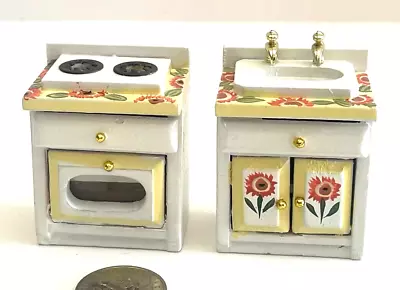 1:24  Scale Dollhouse Miniature Kitchen Stove And Sink Made Of Wood • $9.50
