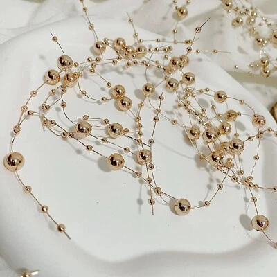 $25.95 • Buy Self Floating Pearl String Gold Vase Fillers Wedding Candle Centerpieces 12Pcs