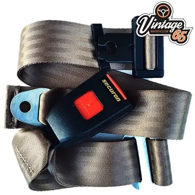 Vintage Warehouse Classic Brown Front Rear Static 2 Point Seat Lap Safety Belt • $219.87