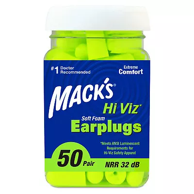 Macks Hi Viz Soft Foam Earplugs 7 Pair's With Travel Case NRR32 • £16.95