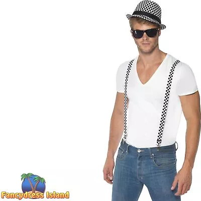 £18.59 • Buy Smiffys Ska Two Tone Braces & Hat 1980s 80's Adults Fancy Dress