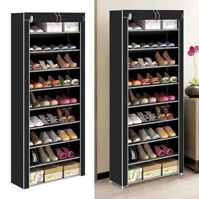£16.89 • Buy Shoe Rack 9 Tier Cabinet Storage Organiser Stand Shelf 27 Pairs Dustproof Black