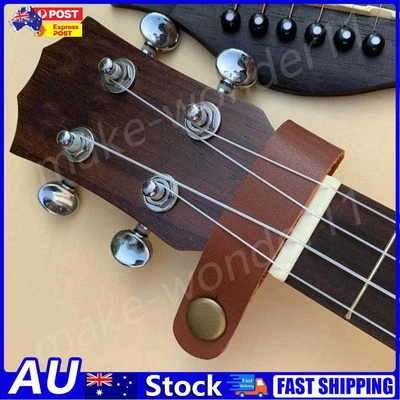$6.88 • Buy AU Leather Electric Guitar Strap Button Lock Belt For Bass Ukulele (Brown)