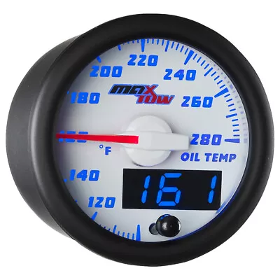 52mm White & Blue MaxTow Double Vision Oil Temperature Gauge • $79.99