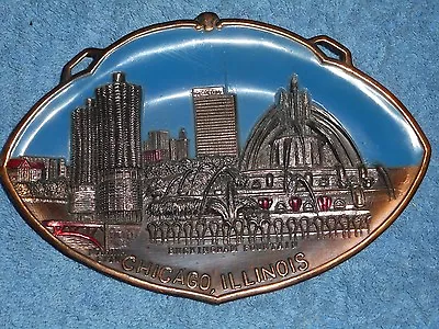 CHICAGO ILLINOIS Souvenir Metal Coin Tray Pin Dish Hand Painted Made In JAPAN • $8.95